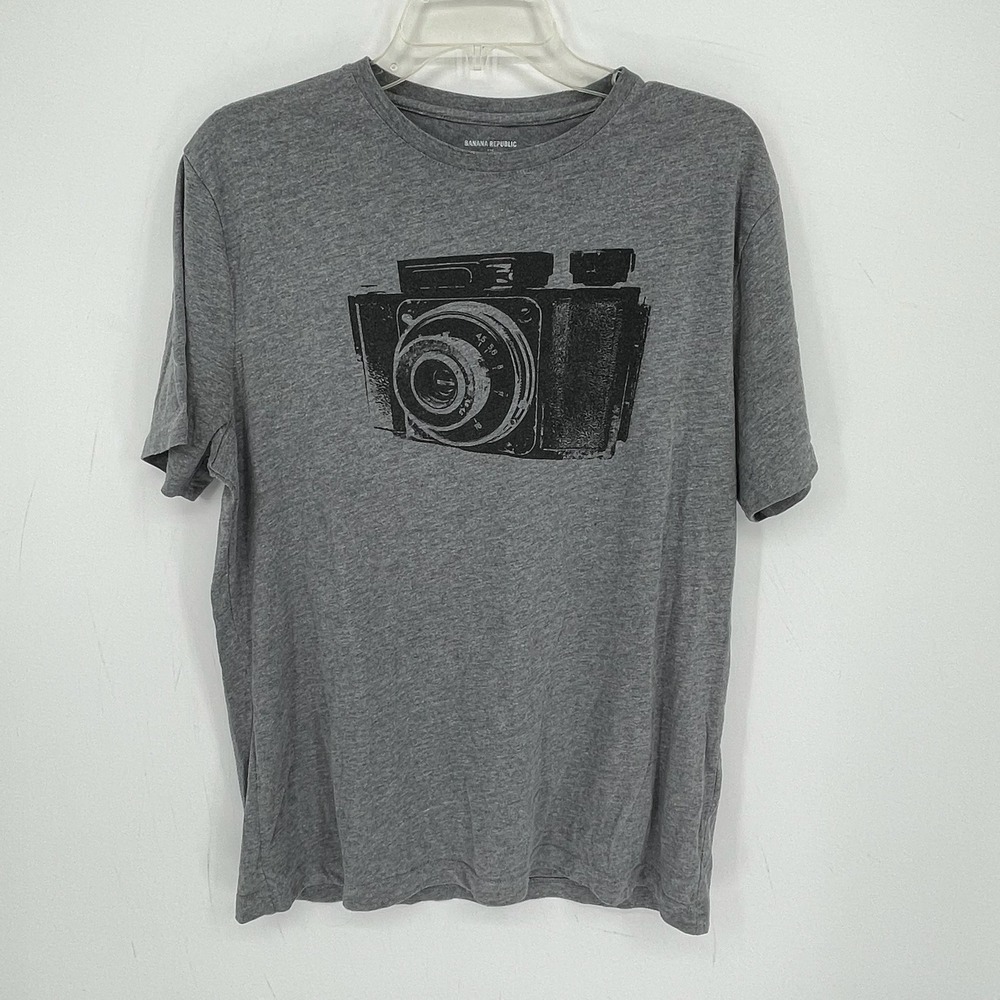 Banana Republic Men's Gray Crewneck Camera Graphic Short Sleeve T-Shirt Size L